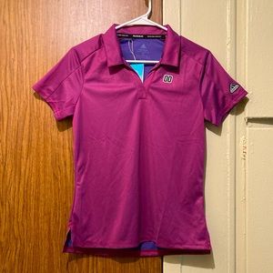 NWT Primeblue Adidas Collar Polo Golf Shirt Women Size SM Petite Scarlet Purple